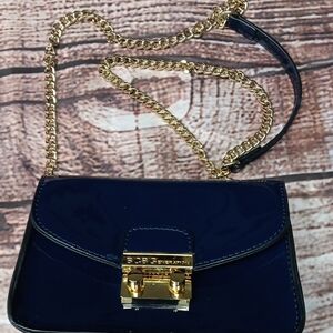 BCBGeneration Midnight Blue Crossbody with Gold Accents